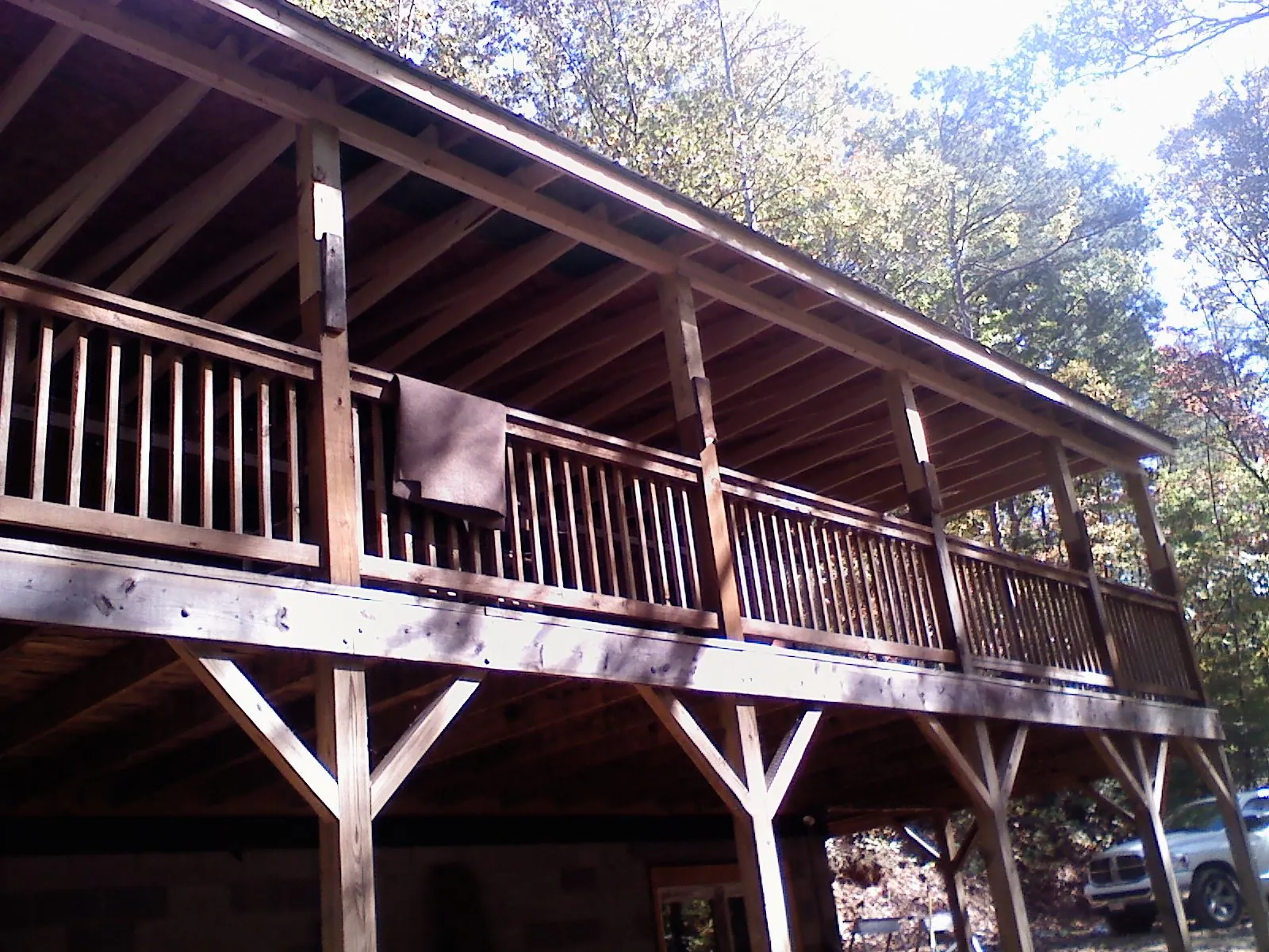 Timber framing under a new elevated porch and deck — Roof Leak Repair in Veedersburg by Roofing Brothers